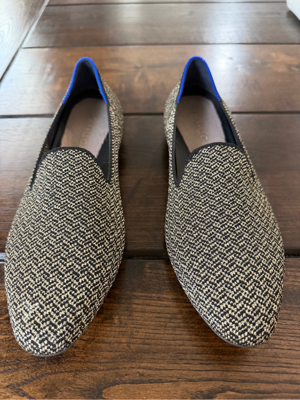 Rothy's Black and Gold Washable Almond Loafer